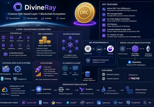 Cosmos SDK based L1 Blockchain, DRC Coin, NFT, ICO